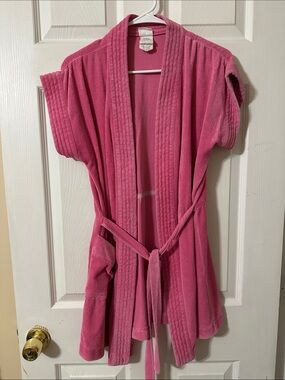 Plush Short Kimono Robe in Pink